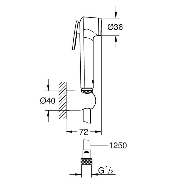 GROHE - Set TEMPESTA GROHE 27513001 - douchette 1 jet + support + flexible 125 cm - Chrome - large