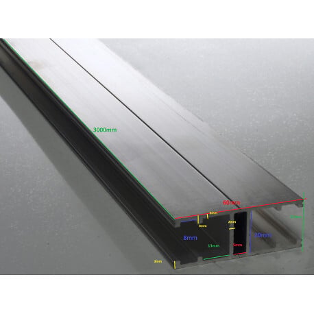 MCCOVER - Profil jonction monobloc (en H) - toiture polycarbonate Aluminium, ep.10 mm, L.3 m - large