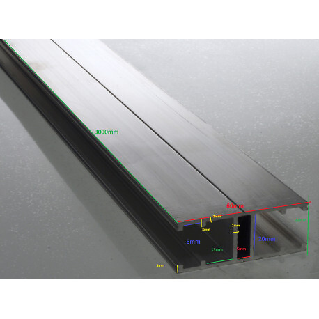 MCCOVER - Profil jonction monobloc (en H) - toiture polycarbonate Aluminium, ep.10 mm, L.4 m - large