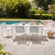 OVIALA - Ensemble table de jardin et 6 fauteuils en métal blanc - Palavas - vignette