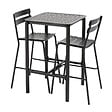 OVIALA - Table haute de terrasse avec 2 chaises en aluminium noir - Almada - vignette
