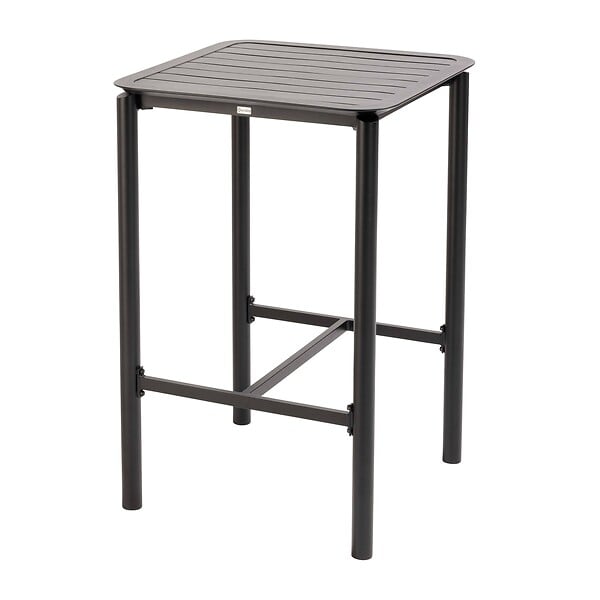 OVIALA - Table haute de terrasse avec 2 chaises en aluminium noir - Almada - large
