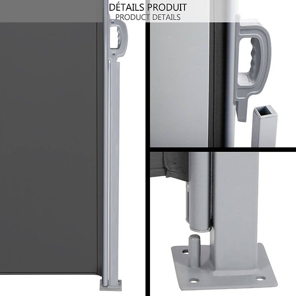 VOUNOT - Paravent retractable avec housse de protection 160x300cm Gris - large