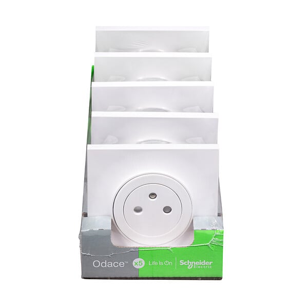 SCHNEIDER ELECTRIC - Prise électrique encastrée Odace 2P+T - Blanc - Lot de 5 - large
