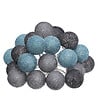 ATMOSPHERA - Guirlande décorative lumineuse 20 LED Boules en Coton D 6 x L 435 cm - Gris et Bleu - vignette