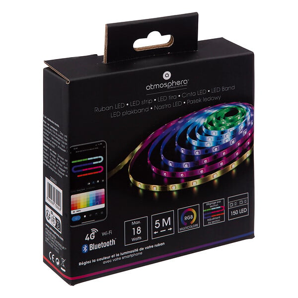 ATMOSPHERA - Ruban LED multicolore 150 LED sur 5M avec Télécommande et Bluetooth - large