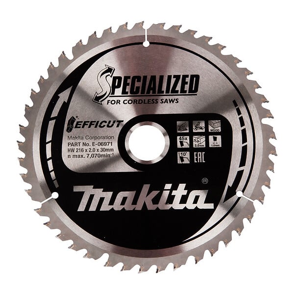 MAKITA - Lames carbure "EFFICUT" pour bois, pour scies radiales à batterie MAKITA - large