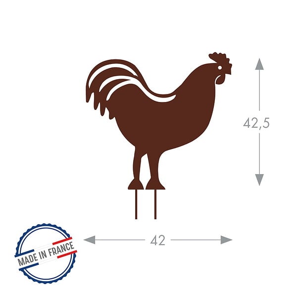 CENTRALE BRICO - Figurine à piquer coq rouge - 42,5x42 cm - Acier époxy - large