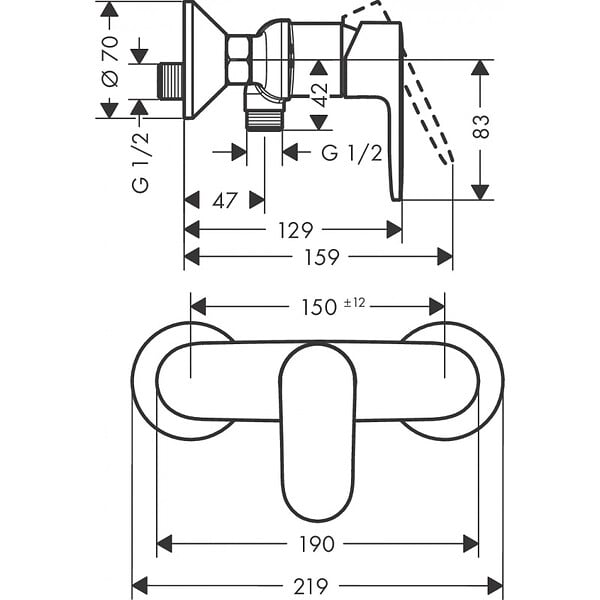HANSGROHE - Hansgrohe Mitigeur de douche avec cartouche en céramique, Chrome, Hansgrohe Vernis Blend (HG-71640000) - large
