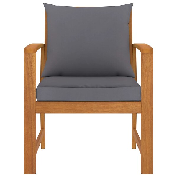 VIDAXL - vidaXL Chaises de jardin lot de 2 avec coussin gris foncé Bois acacia - large