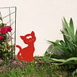 CENTRALE BRICO - Figurine à piquer chat orange brique - 24x16 cm - Acier époxy - vignette