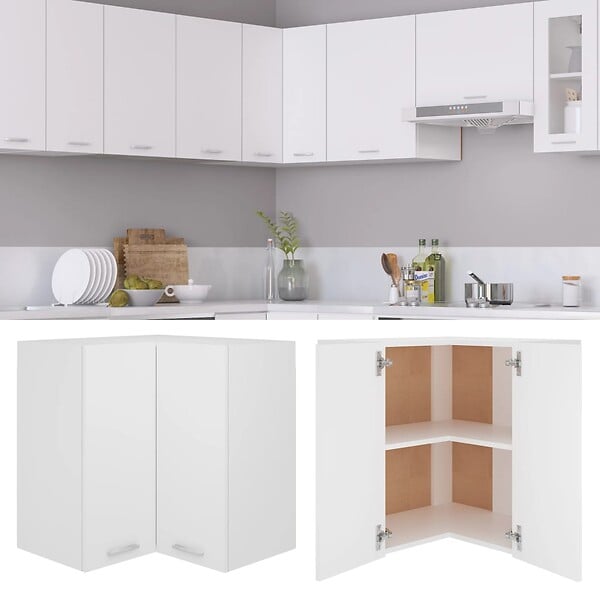 VIDAXL - vidaXL Armoire d'angle suspendue "Lyon" Blanc 57x57x60 cm Bois - large