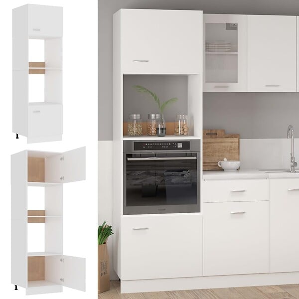 VIDAXL - Armoire à micro-ondes Blanc 60x57x207 cm Bois d’ingénierie - large
