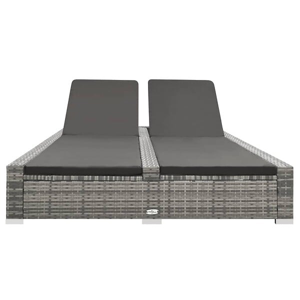 VIDAXL - vidaXL Chaise longue double Résine tressée Gris - large