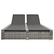VIDAXL - vidaXL Chaise longue double Résine tressée Gris - vignette