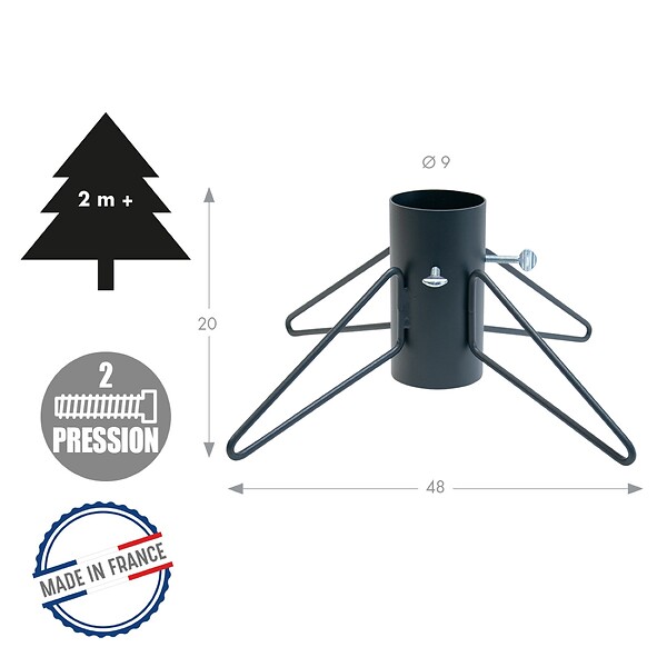 CENTRALE BRICO - Pied de sapin 4 pieds fer rond anthracite tube 9 cm - large