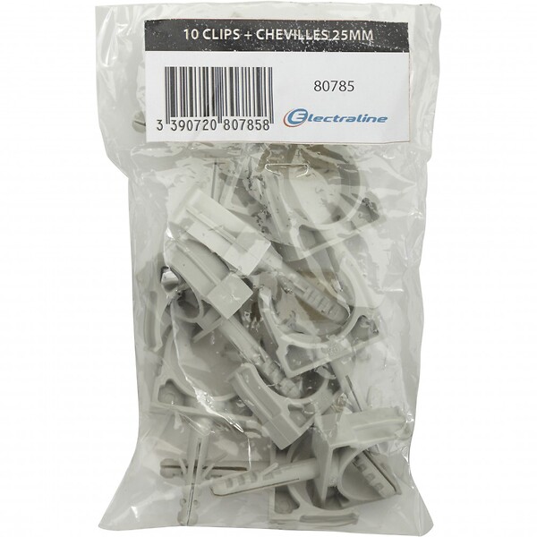 CENTRALE BRICO - Lot de 10 clips et chevilles, Diam.25, L.65 mm - large