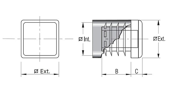 FORTAPS - Embout interieur carré plastique 30mm noir - FORTAPS - 15-30X30 - large