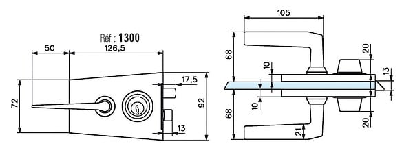 STREMLER - Serrure de milieu 1300 finition chromé brillant - STREMLER - 1300.30.0 - large