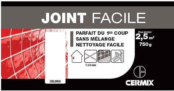 CENTRALE BRICO - Joint pâte carrelage CERMIX gris moyen 0.75 kg, 2.5 mÂ² Joint facile gris moyen 2 - large