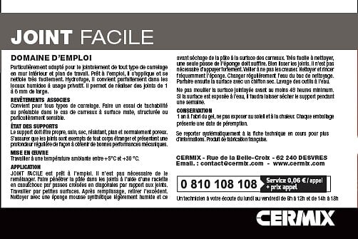 CENTRALE BRICO - Joint pâte carrelage CERMIX gris moyen 0.75 kg, 2.5 mÂ² Joint facile gris moyen 2 - large