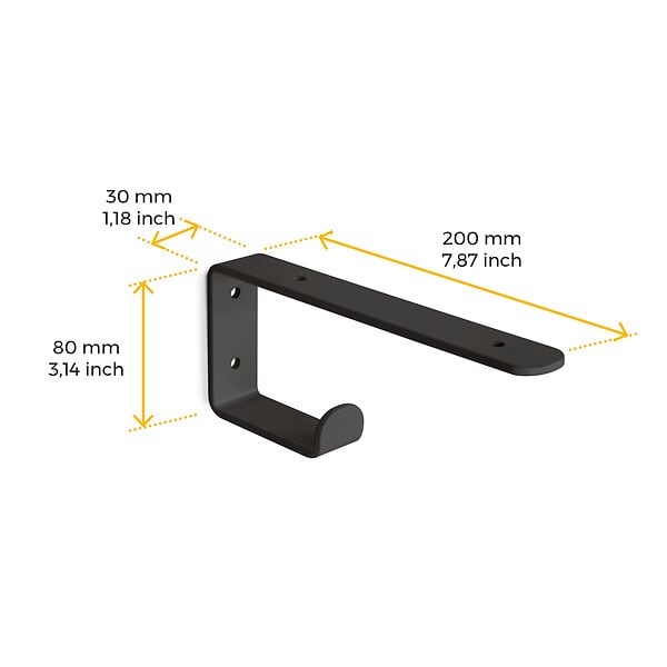 EMUCA - Jeu de supports pour étagères en bois Shelf avec cintre intégré, Acier, Peint en noir - large