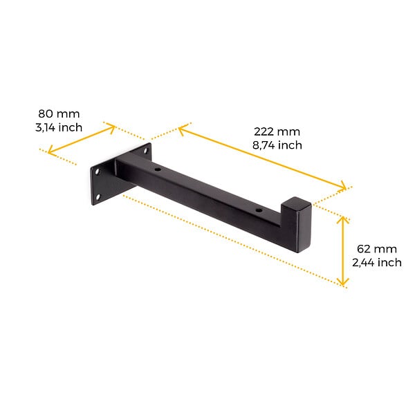 EMUCA - Jeu de supports pour étagères en bois Shelf droit avec tube carré, Acier, Peint en noir - large