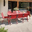 OVIALA - Ensemble table de jardin et 8 chaises en métal rouge - Palavas - vignette