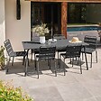 OVIALA - Ensemble table de jardin et 6 chaises en métal anthracite - Palavas - vignette