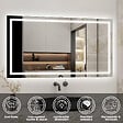 AICA SANITAIRE - Ensemble meuble de salle de bain 120cm, vasque céramique + colonne haut + LED miroir mural, anthracite - vignette