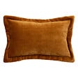 ATMOSPHERA - Coussin décoratif flanelle Jaune cumin effet fourrure 38 x 58 cm - vignette