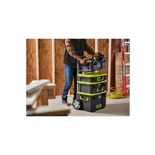 RYOBI - Pack RYOBI Système LINK Boîte à  outils sur roulettes - Boite à  outils medium - Boîte à  outils compacte - Caisse - large