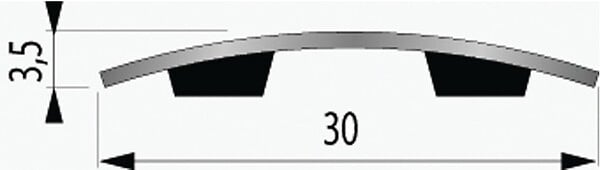 DINAC - Seuil plat avec adhésif en inox brillant 30 x 930 mm - large