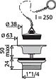 VALENTIN - Bonde de lavabo en laiton D63 bouchon avec enjoliveur chromé - VALENTIN - 00 115500 000 00 - vignette