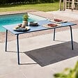 OVIALA - Table de jardin ractangulaire en métal 8 places 180 cm bleu pacific - Palavas - vignette