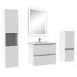 AICA SANITAIRE - Ensemble meuble Salle de Bain 60cm avec simple vasque et colonne et miroir lumineux dimmable blanc - vignette