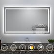 AICA SANITAIRE - Ensemble meuble Salle de Bain 100cm Anthracite simple vasque + miroir lumineux 3 couleurs + dimmable - vignette