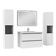 AICA SANITAIRE - Meubles Salle de Bain 80cm avec colonne + miroir lumineux 3 couleurs + dimmable blanc - vignette