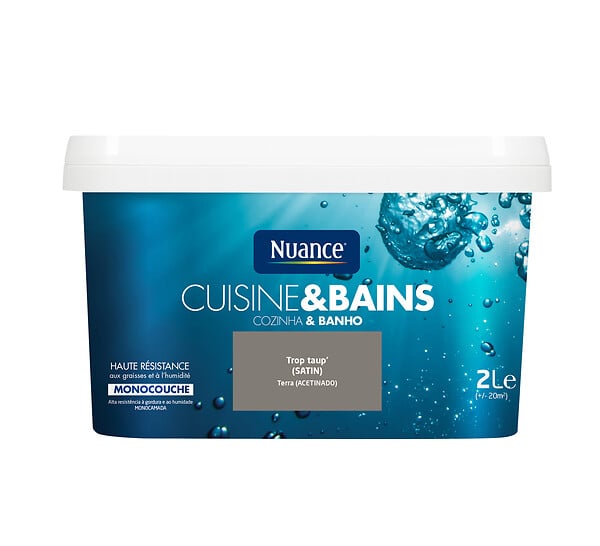 NUANCE - Peinture Cuisine et Bains - Trop taup' - Satin - 2L - large