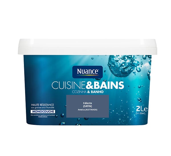 NUANCE - Peinture Cuisine et Bains - Celeste - Satin - 2L - large