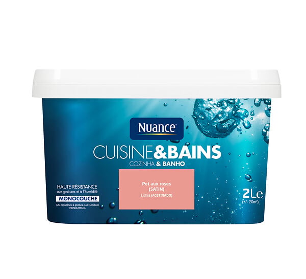 NUANCE - Peinture Cuisine et Bains - Pot aux roses - Satin - 2L - large