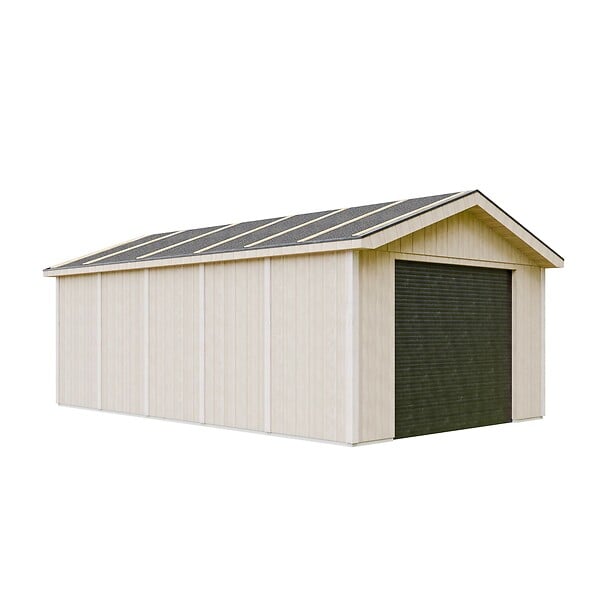 TIMBELA - Garage Qualité Premium 21 m²- L378xl648 cm- garage pour auto, moto, vélos, machines de jardinage- Construction en Panneaux LP Smartside - Abri de jardin Timbela M992B - large