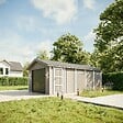 TIMBELA - Garage Qualité Premium 21 m²- L378xl648 cm- garage pour auto, moto, vélos, machines de jardinage- Construction en Panneaux LP Smartside - Abri de jardin Timbela M992B - vignette