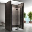 SANIVERRE - MONABLACK Porte de douche pliante noire H.195 x L. 96-100 cm verre transparent 6 mm - vignette