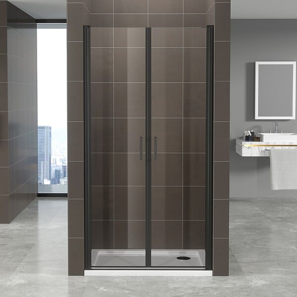 SANIVERRE - KIMIBLACK Porte de douche H.190 Noir L. 97 à 100 cm transparent verre 6 mm - large