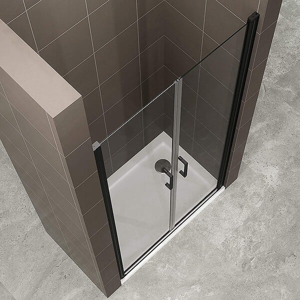 SANIVERRE - KIMIBLACK Porte de douche H.190 Noir L. 97 à 100 cm transparent verre 6 mm - large