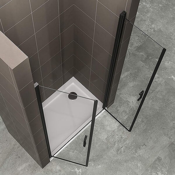 SANIVERRE - KIMIBLACK Porte de douche H.190 Noir L. 97 à 100 cm transparent verre 6 mm - large