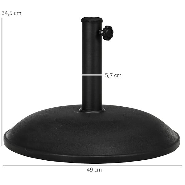 OUTSUNNY - Pied de parasol rond base de lestage parasol Ø 45 x 36H cm poids net 20 Kg ciment PVC gris noir - large