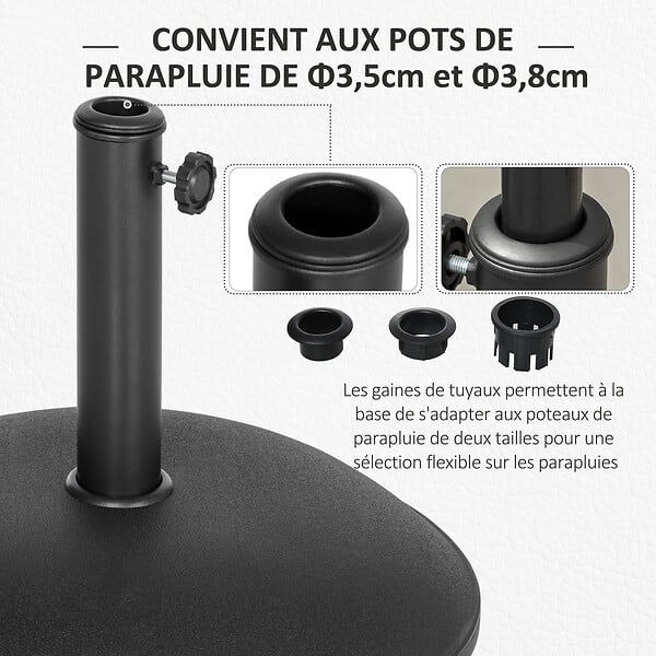 OUTSUNNY - Pied de parasol rond base de lestage parasol Ø 45 x 36H cm poids net 20 Kg ciment PVC gris noir - large