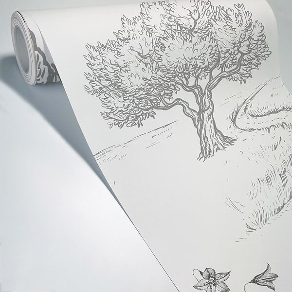 99DECO - Papier peint panoramique - Provence - Gris - intissé : 150g/m² - 7 lés : 336x270cm - large